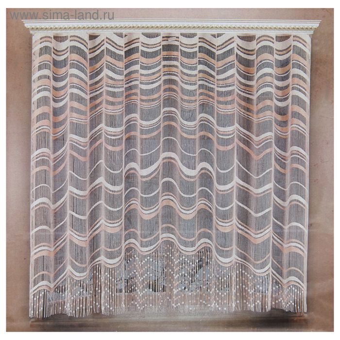 Штора со шторной лентой, высота 155 см, ширина 250 см, цвет бежевый/ванильный - Фото 1