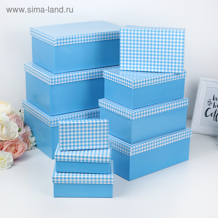 Набор коробок 10 в 1 "Крупный горох", цвет голубой, 32,5 х 21,5 х 13,5 - 13,5 х 8 х 4,5 см - Фото 1
