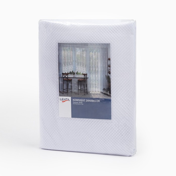 Комплект тюли для окон с балконной дверью, ( для окна 340х165 см, для двери 170х250 см), цвет белый 100% полиэстер - фото 1900944604