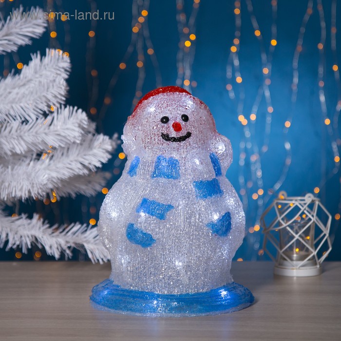 Фигура акрил. "Снеговик весельчак" 30х17 см, 30 LED, 220V БЕЛЫЙ - Фото 1