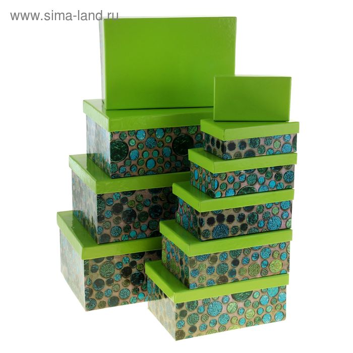 Набор коробок 10 в 1 "Минералы", цвет зелёный, 32,5 х 21,5 х 13,5 - 13,5 х 8 х 4,5 см - Фото 1
