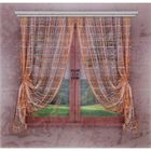 Комплект штор со шторной лентой, ш-160 см, в-220 см, цвет бежевый/ванильный - Фото 1