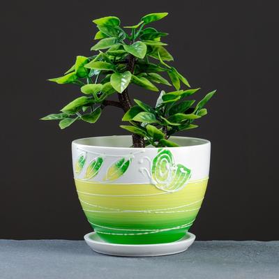 Горшок цветочный "Фантазия" (зеленая)  № 2 Овал 0,6л