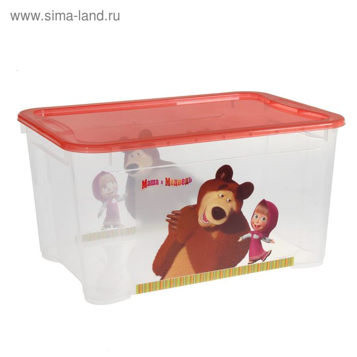 Ящик для игрушек "Маша и Медведь", цвет: коралловый - Фото 1