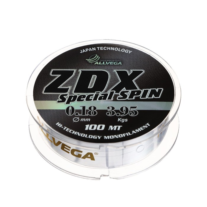 Леска Allvega ZDX Special spin диаметр 0.18 мм, тест 3.95 кг, 100 м, прозрачная - Фото 1