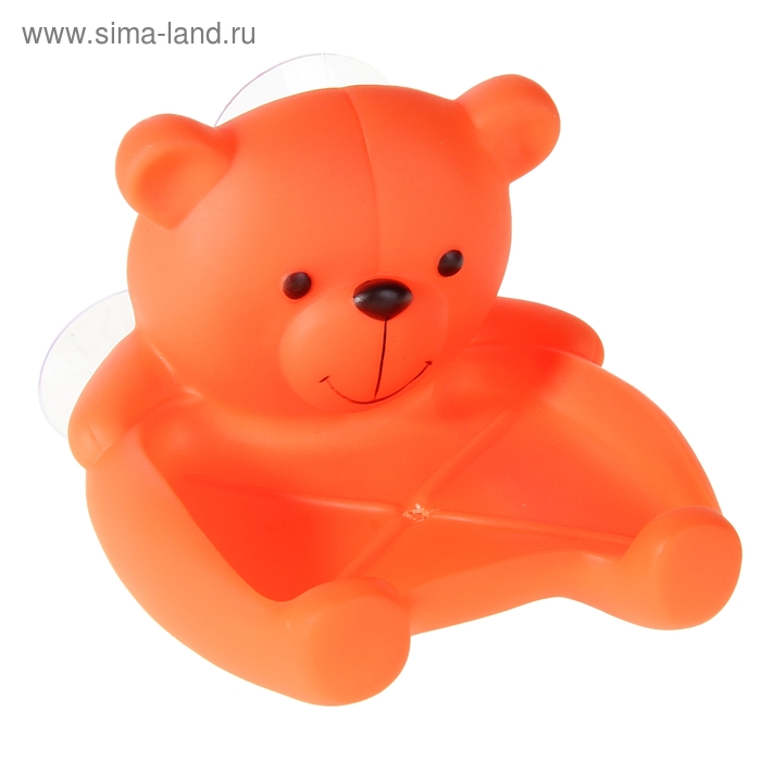 Мыльница пластиковая «Медвежонок», на присосках, цвет оранжевый - Фото 1