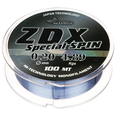 Леска ALLVEGA ZDX Special spin, диаметр 0.20 мм, тест 4.89 кг, 100 м, светло-серая