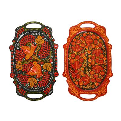 Поднос деревянный с ручками «Хохлома яркая», ручная роспись, МИКС