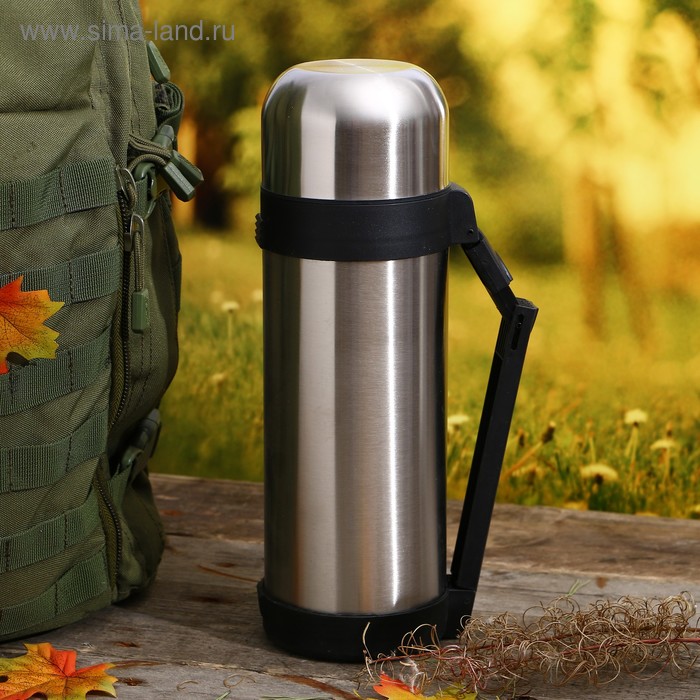 Термос Tourism с ручкой с изгибом, 1600 мл, 2 кружки, 24 ч, хром - Фото 1