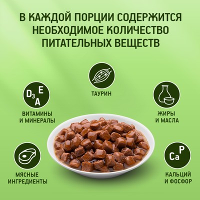 Влажный корм KiteKat для кошек, говядина в соусе, пауч, 85 г