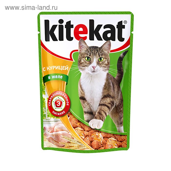 Влажный корм KiteKat для кошек, курица в желе, пауч, 85 г - Фото 1