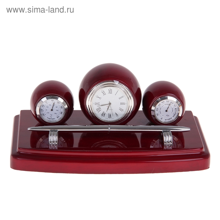 Набор настольный 4в1 (часы,термометр,барометр, ручка) 12х19,5см - Фото 1
