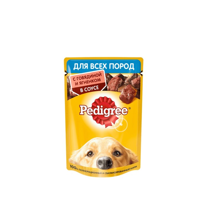 Влажный корм Pedigree для собак, говядина/ягненок в соусе, пауч, 85 г - Фото 1