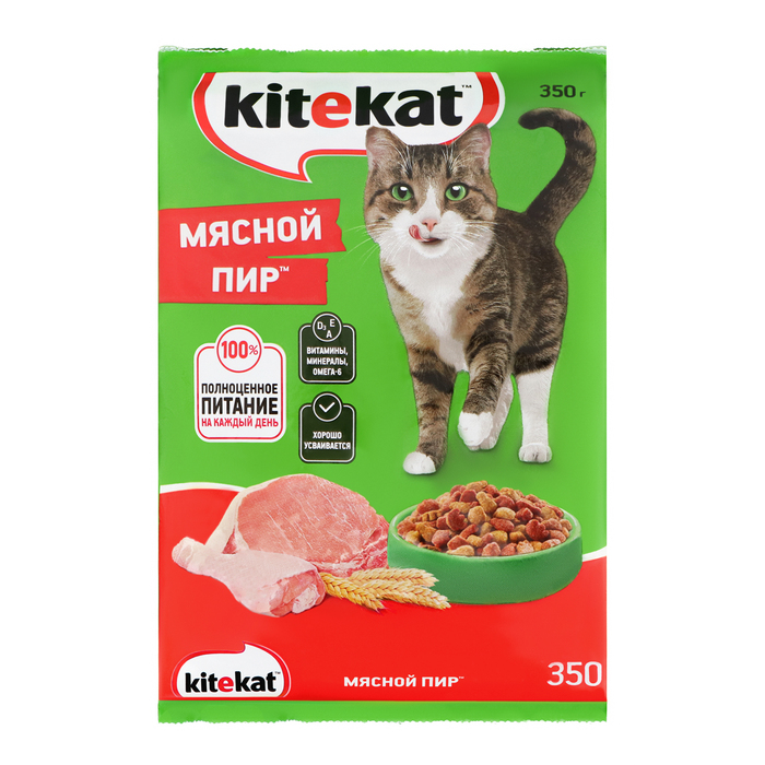 Сухой корм KiteKat "Мясной пир" для кошек, 350г - Фото 1