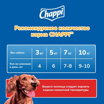 Влажный корм Chappi для собак, с говядиной, пауч, 85 г