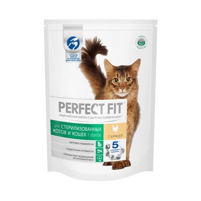 Сухой корм Perfect Fit для стерилизованных кошек, курица, 190 г