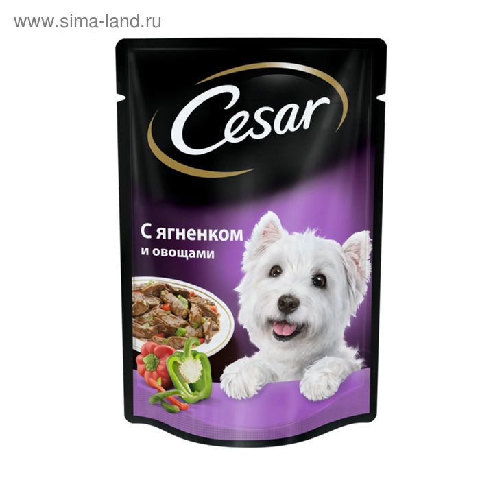 Влажный корм Cesar для собак, ягненок с овощами в соусе, пауч, 85 г - Фото 1