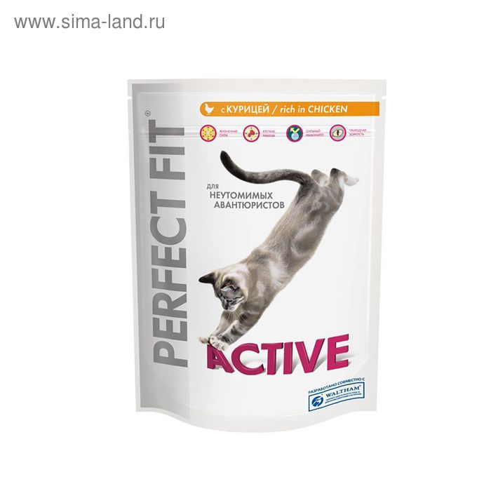 Сухой корм Perfect Fit для активных кошек, курица, 650 г - Фото 1