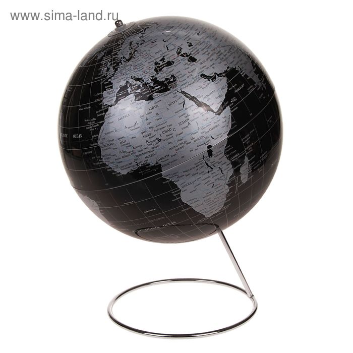 Глобус сувенирный на металлической подставке, d=25 см, h=38 см, чёрный, политическая карта, английский язык - Фото 1