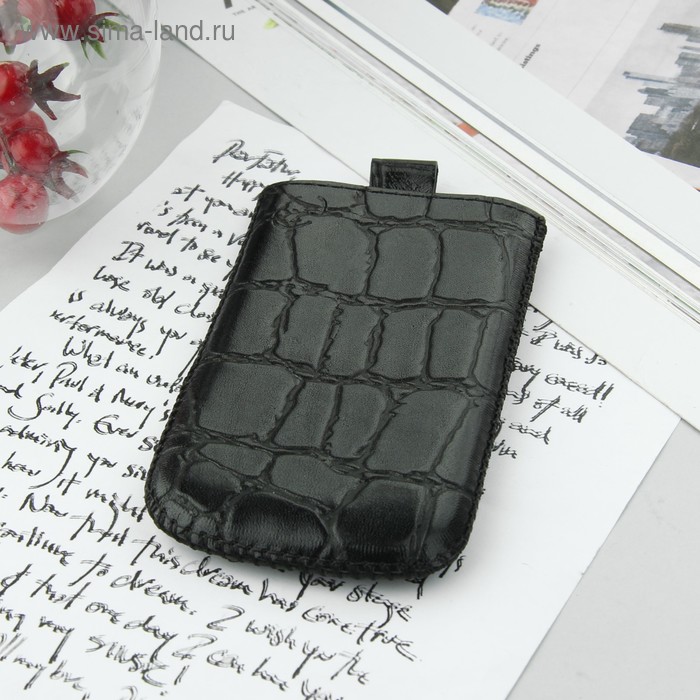 Чехол Time для телефона, с ремешком, размер 1, крокодил, цвет чёрный - Фото 1