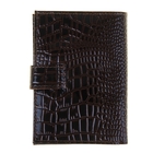 Обложка для паспорта и автодокументов, цвет коричневый крокодил - Фото 2