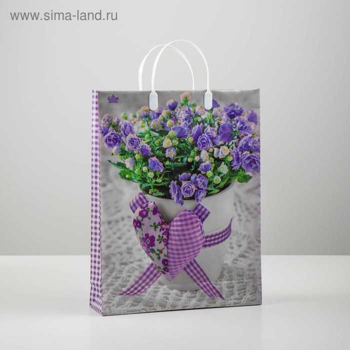Пакет «Лиловое сердце», мягкий пластик, 30×9×40 см, 140 мкм - Фото 1