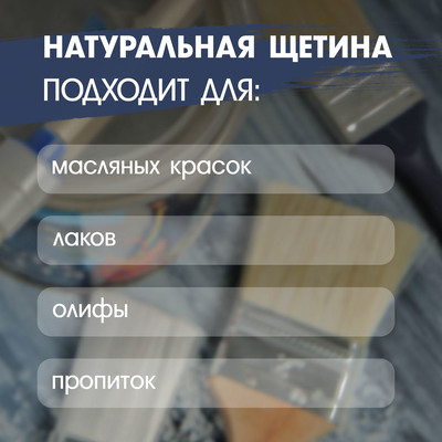 Кисть плоская ТУНДРА, натуральная щетина, деревянная рукоятка, 1.5", 38 мм
