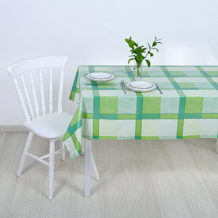 Клеёнка столовая на нетканой основе «Клетка зелёная», ширина 125 см, рулон 25 м - Фото 1
