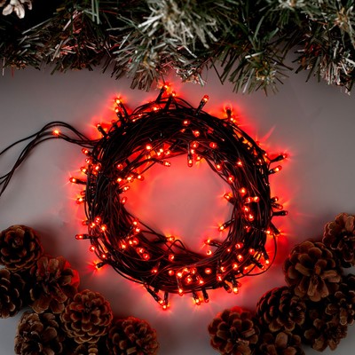 Гирлянда "Нить" 7 м , IP20, тёмная нить, 180 ламп, свечение розовое, 8 режимов, 220 В