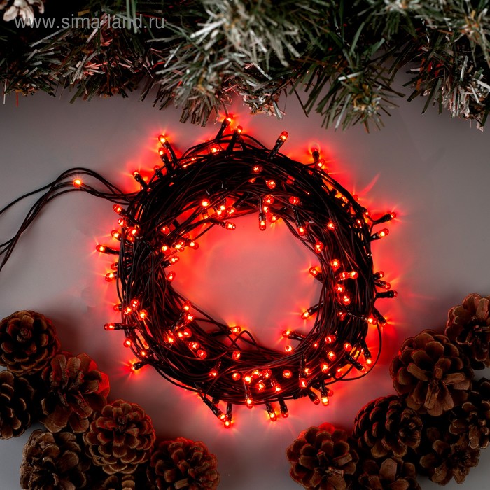 Гирлянда "Нить" 7 м , IP20, тёмная нить, 180 ламп, свечение розовое, 8 режимов, 220 В - Фото 1