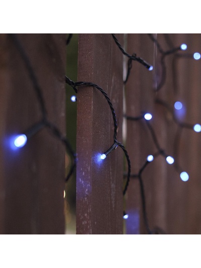 Гирлянда «Нить» 10 м, IP44, УМС, тёмная нить, 100 LED, свечение синее, 220 В