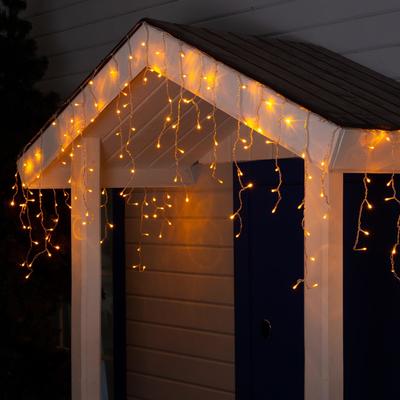 Гирлянда «Бахрома» 4×0.6 м, IP44, прозрачная нить, 180 LED, свечение жёлтое, 8 режимов, 220 В