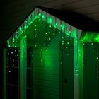 Гирлянда «Бахрома» 4 × 0.6 м, IP44, тёмная нить, 180 LED, свечение зелёное, 8 режимов, 220 В - фото 8210918