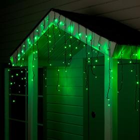 Гирлянда «Бахрома» 4 × 0.6 м, IP44, тёмная нить, 180 LED, свечение зелёное, 8 режимов, 220 В