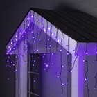 Гирлянда "Бахрома" 4 х 0.6 м , IP44, тёмная нить, 180 LED, свечение фиолетовое, 8 режимов, 220 В - фото 3701483