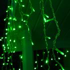Гирлянда «Бахрома» 3 × 0.6 м, IP44, УМС, прозрачная нить, 160 LED, свечение зелёное, 220 В - фото 8210961