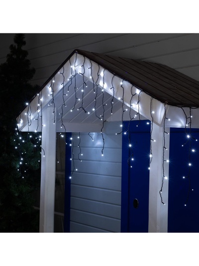 Гирлянда «Бахрома» 3×0.6 м, IP44, УМС, тёмная нить, 160 LED, свечение белое, 220 В