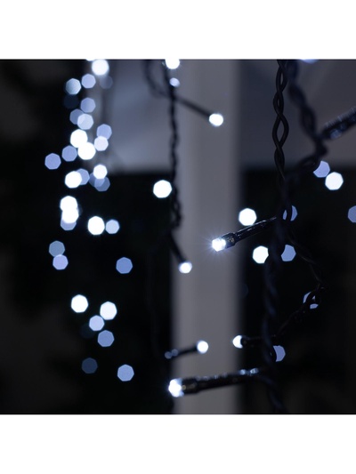 Гирлянда «Бахрома» 3×0.6 м, IP44, УМС, тёмная нить, 160 LED, свечение белое, 220 В