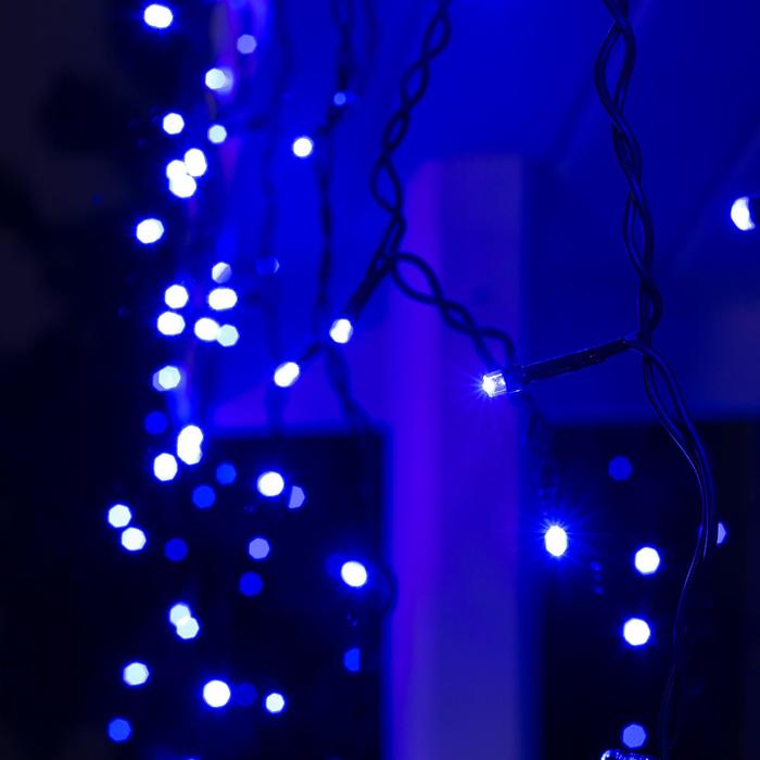Гирлянда «Бахрома» 3 × 0.6 м, IP44, УМС, тёмная нить, 160 LED, свечение синее, 220 В - фото 1906757477