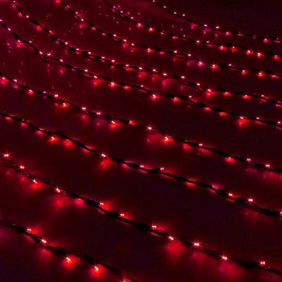 Гирлянда "Водопад" 2 х 1.5 м , IP44, тёмная нить, 400 LED, свечение красное, 8 режимов, 220 В