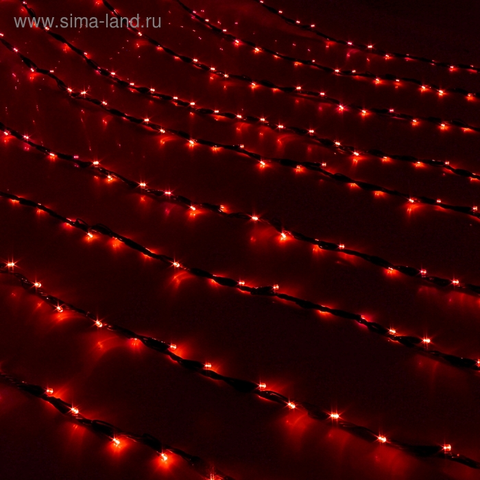 Гирлянда "Дождь" уличная 2 х 3 м, LED-800-220V, 8 режимов, нить тёмная, свечение красное - Фото 1