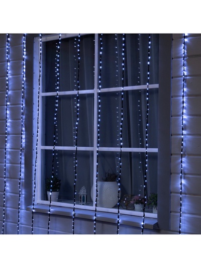 Гирлянда «Водопад» 2×3 м, IP44, УМС, тёмная нить, 800 LED, свечение белое, 8 режимов, 220 В