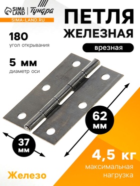 Петля железная, 62х37х1 мм (24 шт)