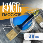 Кисть плоская ТУНДРА, натуральная щетина, пластиковая рукоятка, 1.5", 38 мм 881516 - фото 16461264