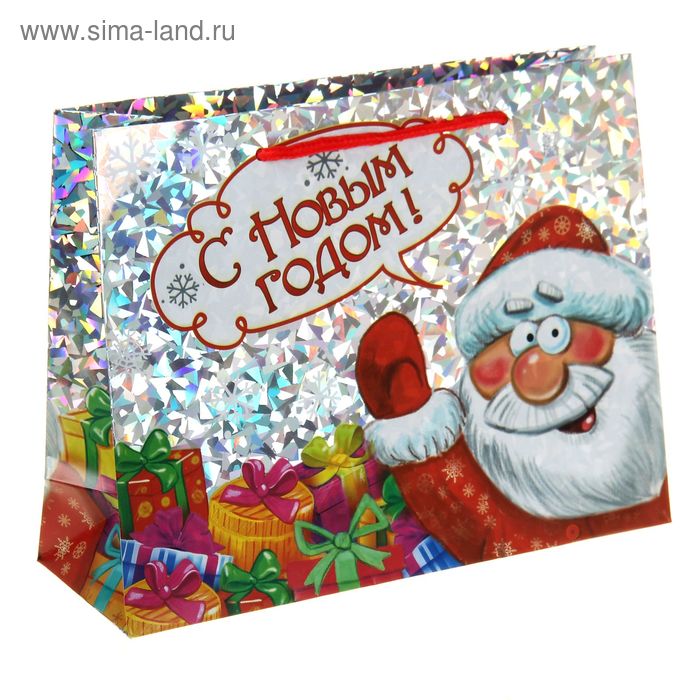 Пакет подарочный голография «Дед мороз», 18 × 23 см - Фото 1
