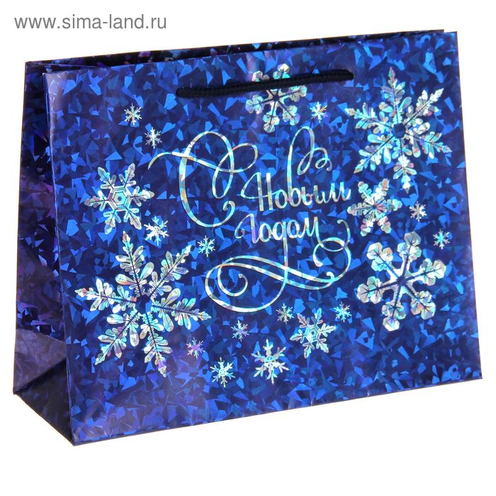 Пакет подарочный голография «Снежинки», 18 × 23 см - Фото 1