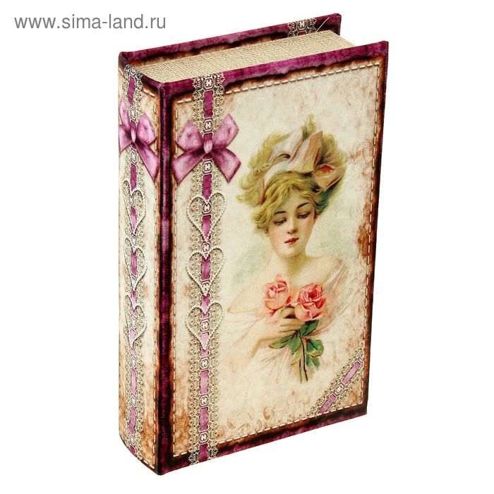 Сейф-книга дерево шёлк "Дама с розами" 21х13х5 см - Фото 1