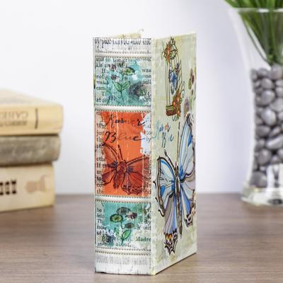 Шкатулка книга - сейф «Голубая бабочка», дерево, 17×11×5 см
