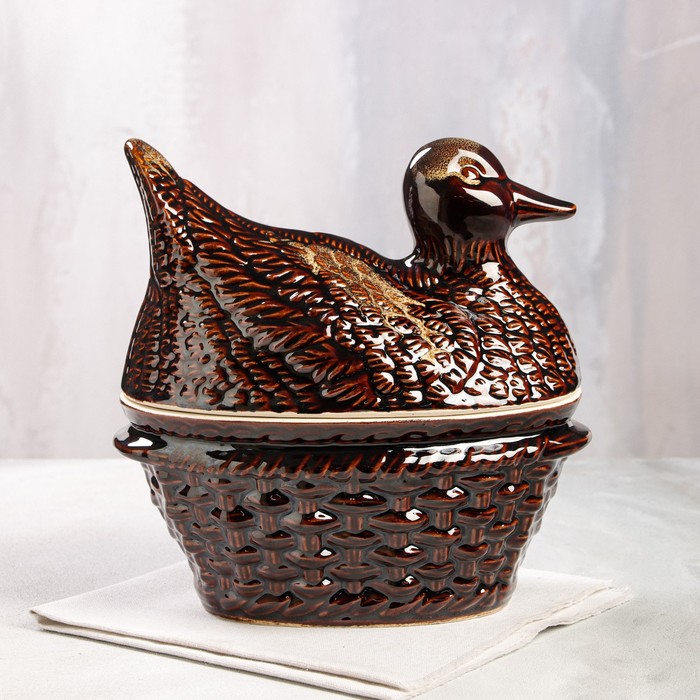 Горшок духовой "Утка", большая, керамика, 3 л - Фото 1