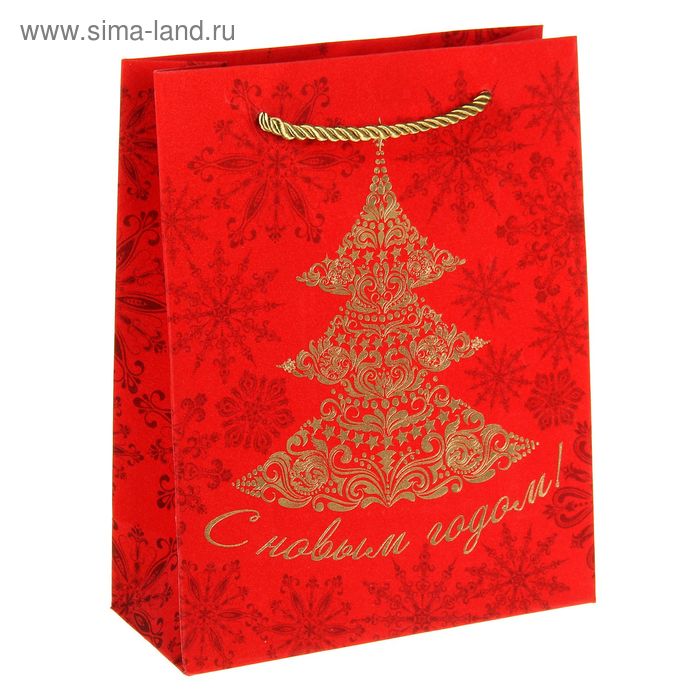 Пакет подарочный с алмазной крошкой «Ёлочка», 18 × 23 см - Фото 1
